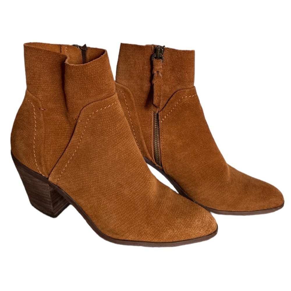 Splendid brown leather suede block heel ankle boots - Picture 2 of 8